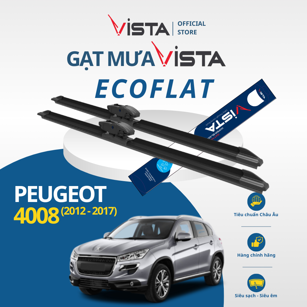 Ecoflat - Gạt Mưa Vista Chính Hãng Cho Xe Peugeot 4008, 2012-2017