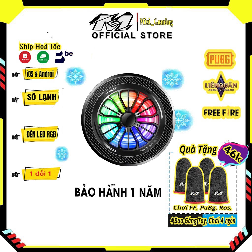 Quạt tản nhiệt điện thoại sò lạnh K5 BLACK LED gaming, phụ kiện chơi game đắc lực vào mùa hè