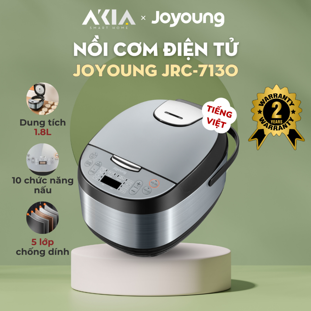 Nồi cơm điện tử Joyoung JRC-7130 - 10 chức năng nấu cài sẵn, lòng nồi dày với 5 lớp phủ cao cấp