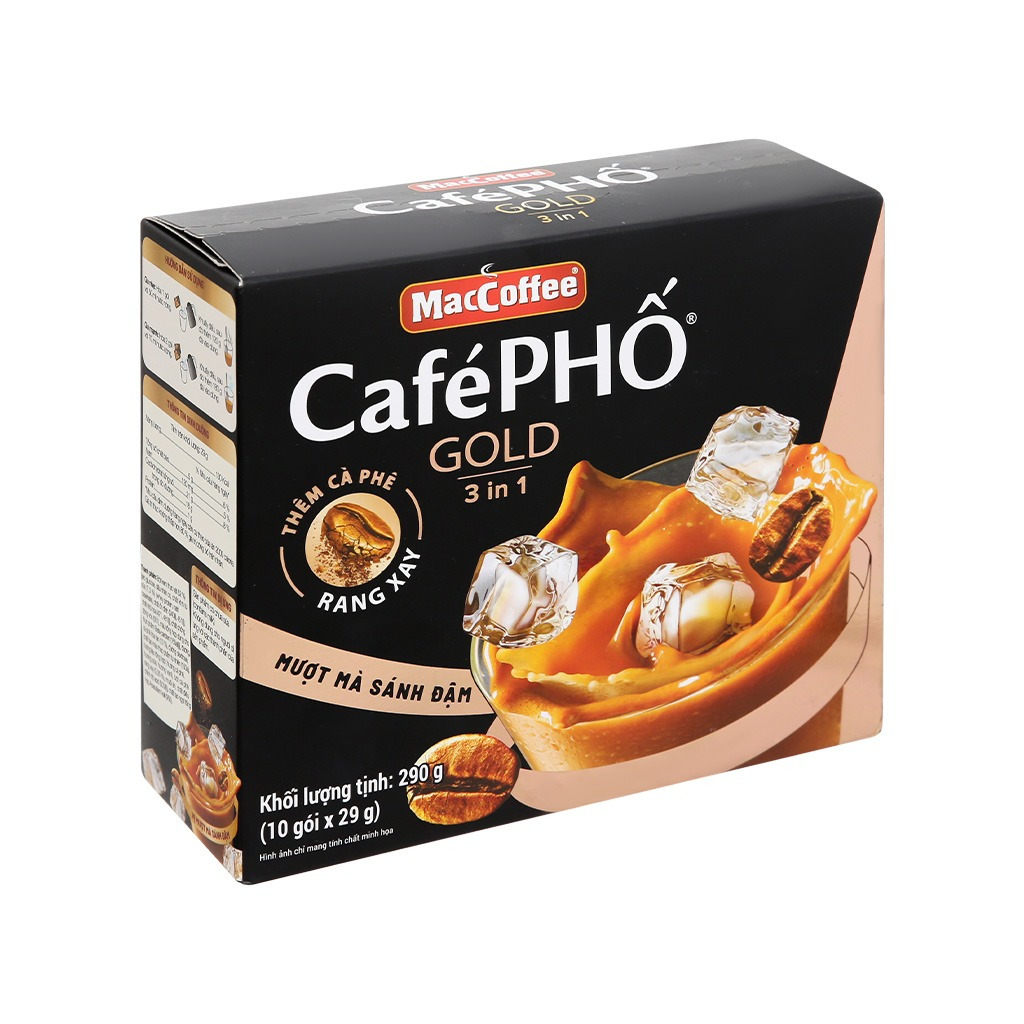 Cà phê sữa MacCoffee Café Phố Gold 3in1 hộp (29gr x 10)
