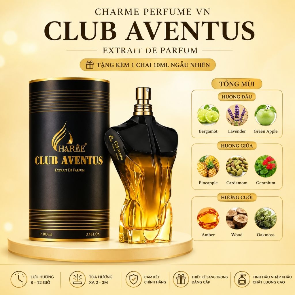 [ TẶNG 10ML] Nước hoa CHARME CLUB AVENTUS 100ml - Nước hoa Charme Perfume chính hãng
