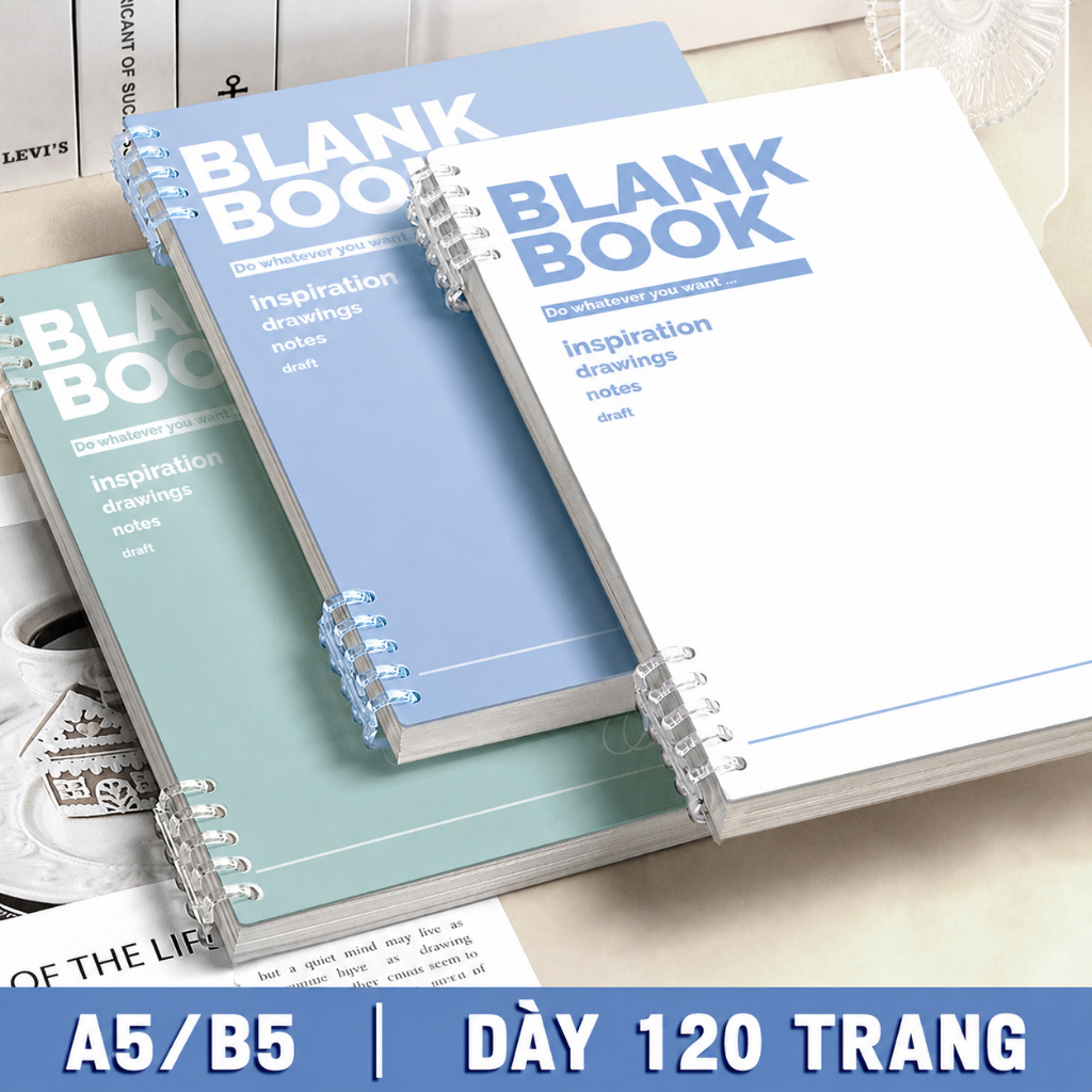 Sổ còng A5 B5 120 trang 80gsm - Có Thể Thay Ruột, Kẻ Ngang/Ô Vuông, Notebook Ghi Chú Học Tập Văn Phò
