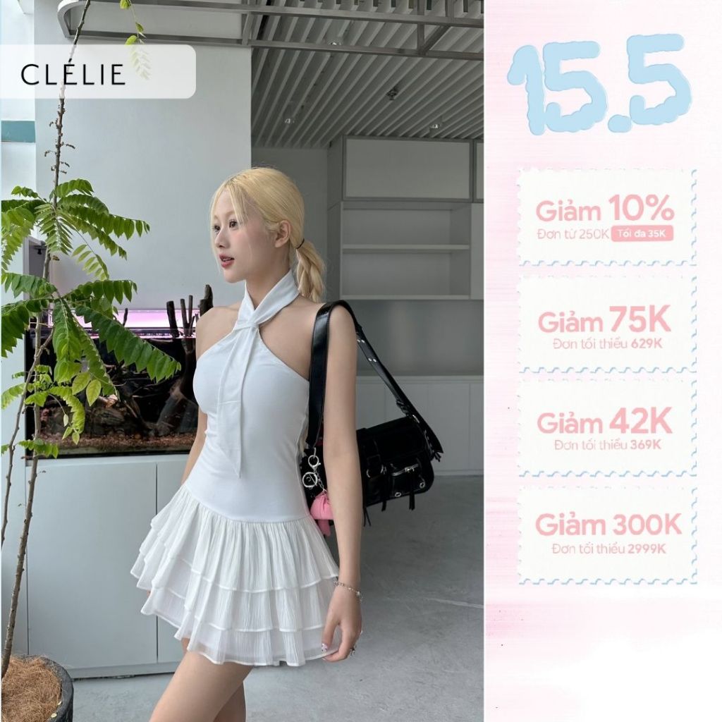 Đầm thun cà vạt phối tơ tùng xòe 3 tầng | DALIA DRESS - CLÉLIE