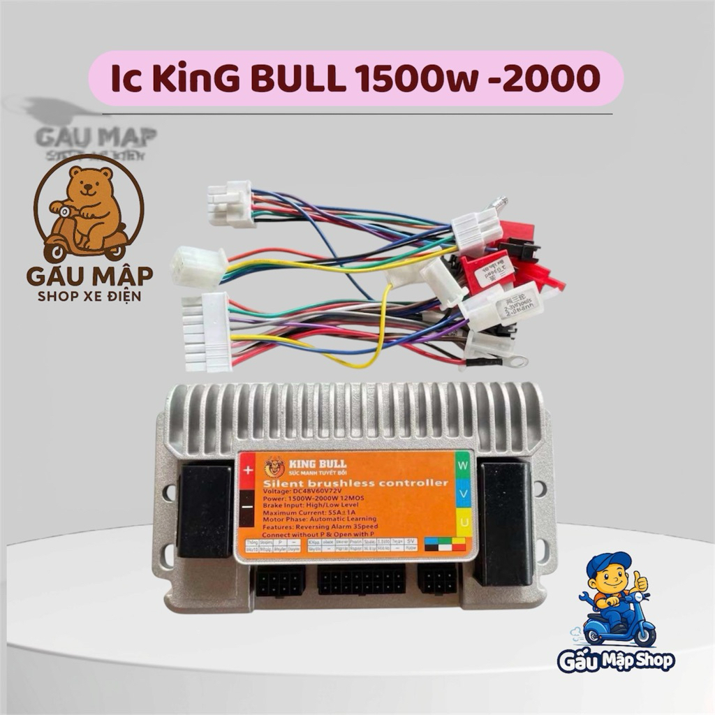 Ic đúc king bull 1500w-2000w 48/60/72v xả 55A mạnh bền êm