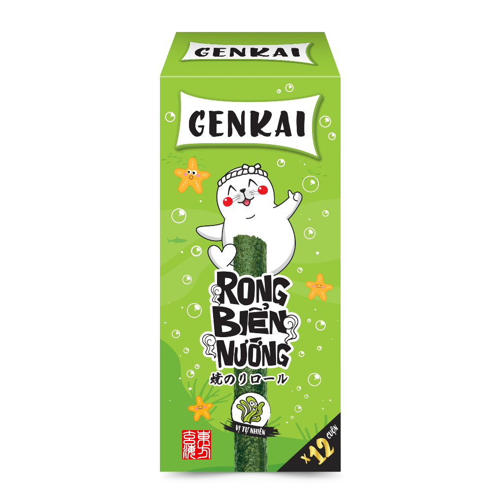 Snack Rong Biển Nướng Cuộn GENKAI Vị Tự Nhiên Hộp 36g (3g x 12 gói)