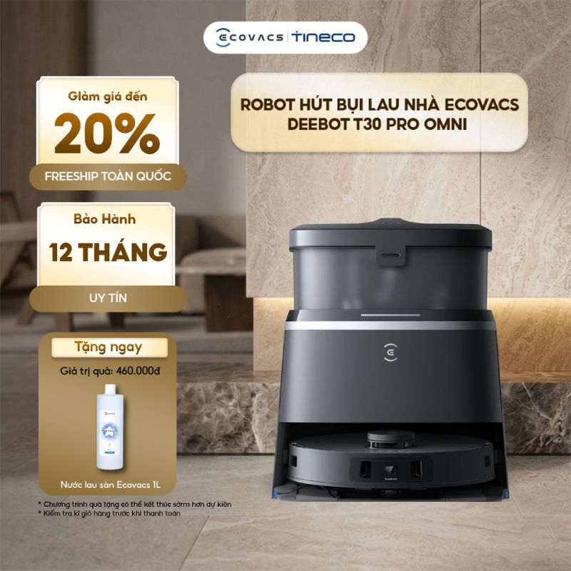 Robot hút bụi lau nhà Ecovacs Deebot T30 Pro Omni - Chính hãng