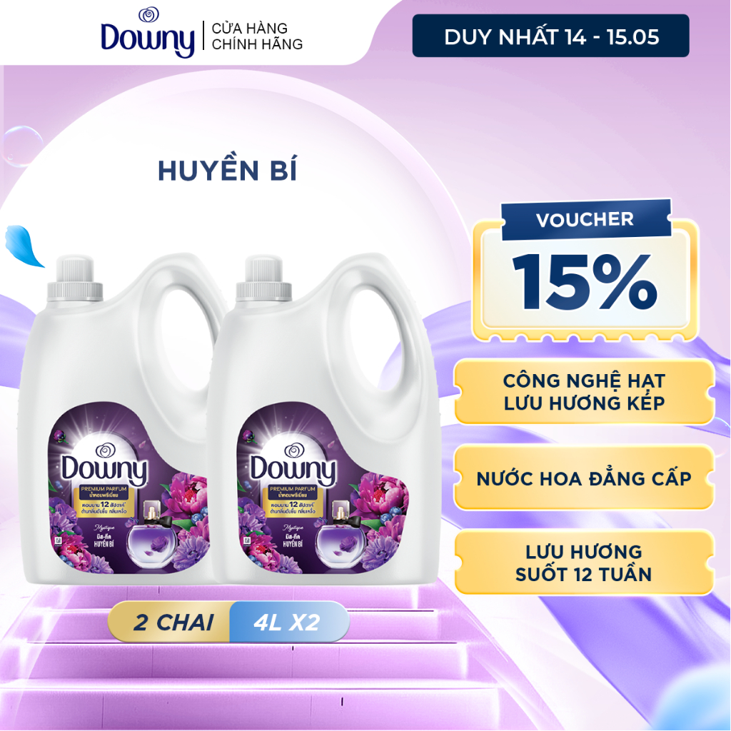 Combo 2 Nước Xả Vải Downy Huyền Bí Chai 4L
