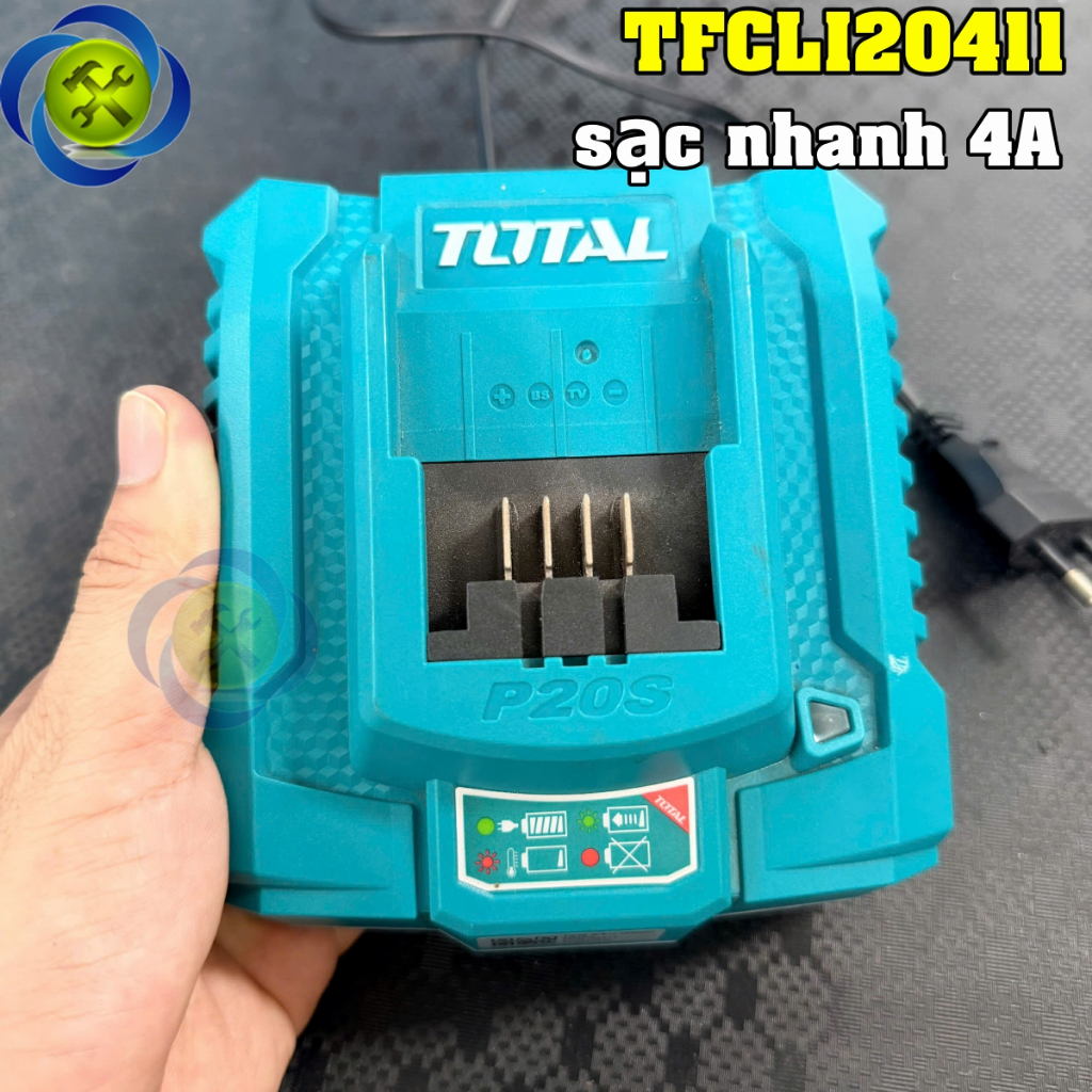 Sạc pin 20V Total TFCLI20411 điện áp đầu ra 20V DC, dòng sạc 4A