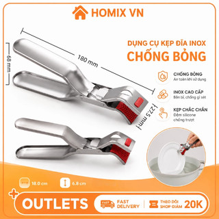Kẹp chống bỏng bằng thép không gỉ, kẹp nhà bếp, chống trượt, chịu nhiệt cao, Đa Năng kẹp bát đĩa