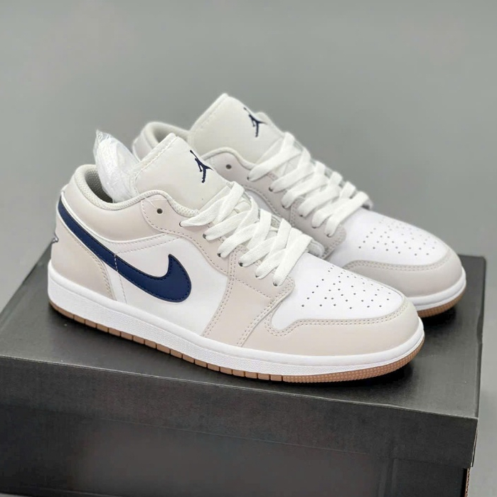 Giày Thể Thao JD1 Low Kem Đế Nâu, Sneaker SE Georgetown cổ thấp móc xanh than cực hot cho cả nam và 