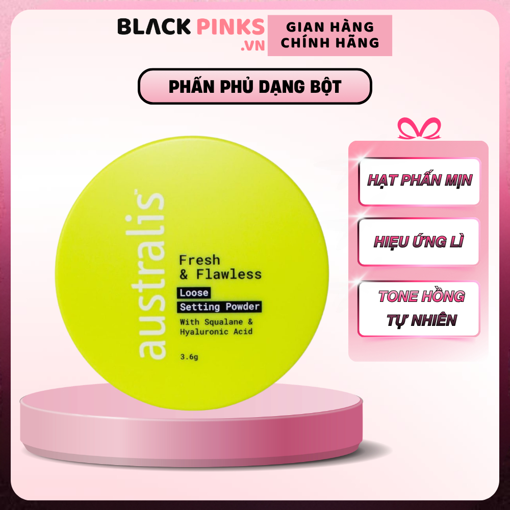 Phấn phủ Australis dạng bột mịn lì màu hoa anh đào cherry blossom 3.6g