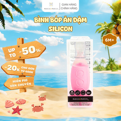 Bình Bóp Ăn Dặm Silicon Có Thìa Cho Bé Marcus & Marcus, từ 6 tháng - Hồng