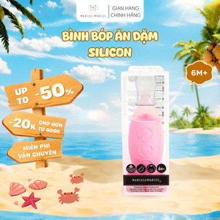 Bình bóp ăn dặm silicon có thìa cho bé marcus & marcus, từ 6 tháng - hồng