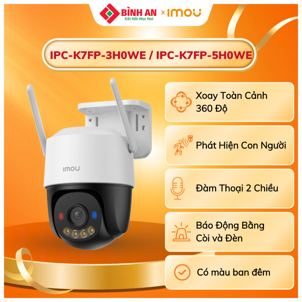 Camera Wifi Ngoài Trời IMOU IPC-K7FP-5H0WE, xoay 360 độ, cảnh báo khi phát hiện đối tượng