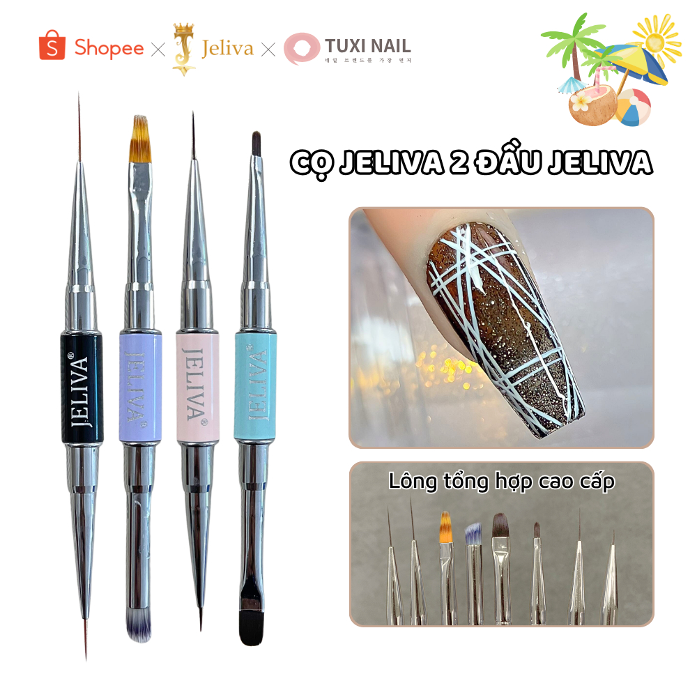 Cọ vẽ nail 2 đầu JELIVA lẻ Tuxi Nails [GCJ]