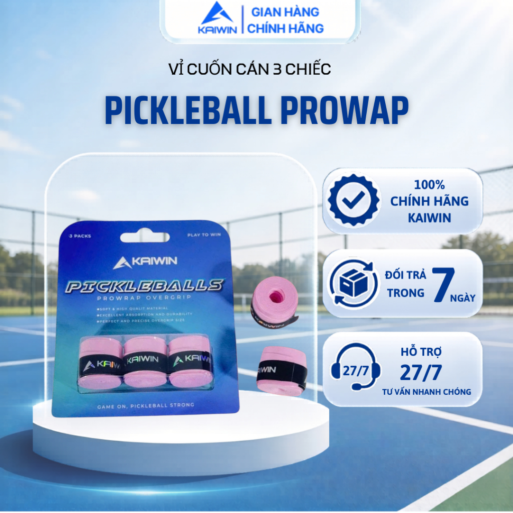 Vỉ Cuốn Cán 3 Chiếc Pickleball PROWAP Cao Cấp Chính Hãng Kawin