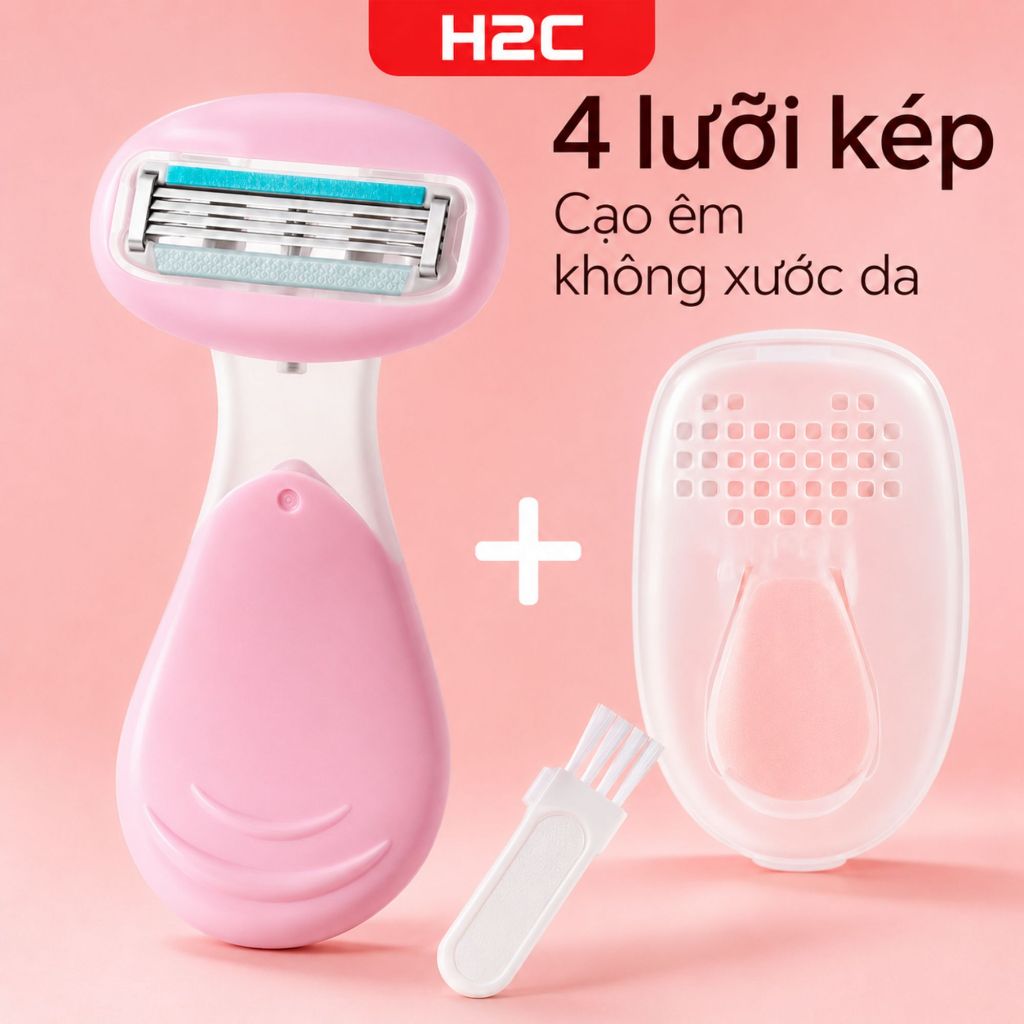 Dao cạo nữ H2C Gentlesilk, dao cạo bikini Venus spa 4 blades ( có che tên)