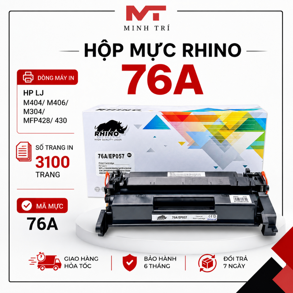 Hộp mực Rhino 76A dùng cho HP M404dn, M406dn, M428fdw | Mực In Minh Trí