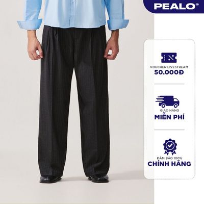 Quần âu vải dạ PEALO form wide fit cạp cao có xếp li phong cách lịch sự công sở SPT2