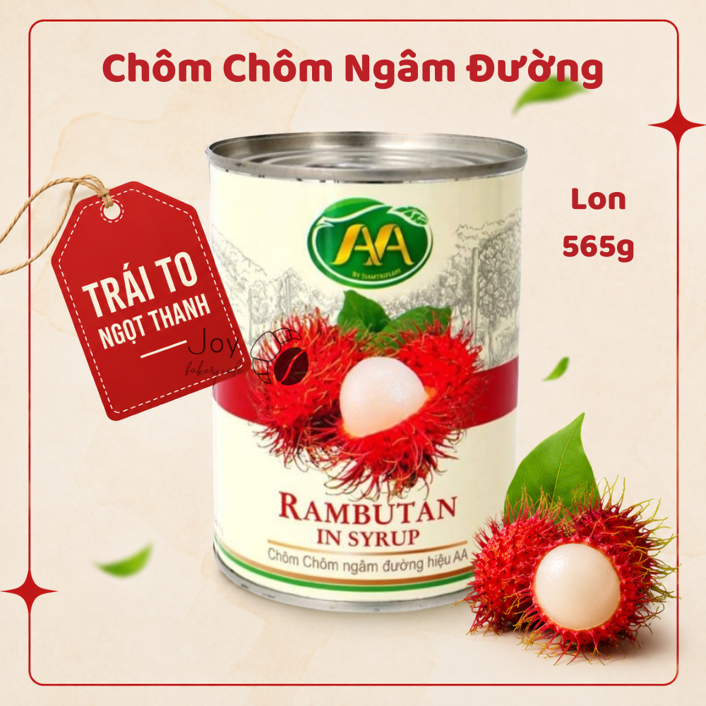 Chôm Chôm Ngâm Đường AA Lon 565g Thái Lan – Tem Đỏ Trái To, Giòn Ngọt Tự Nhiên