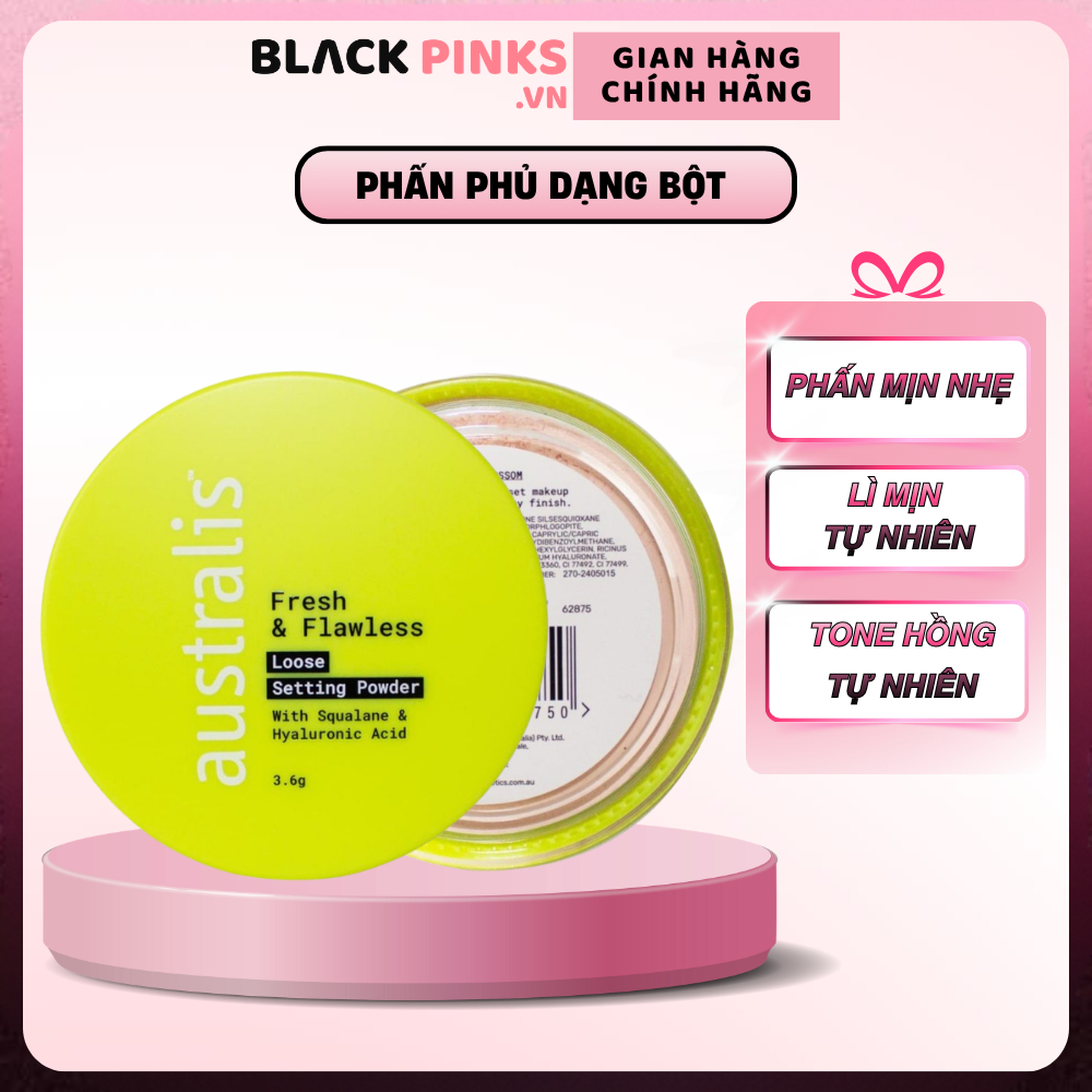 Phấn phủ Australis dạng bột Cherry Blossom mịn lì tự nhiên 3.6g