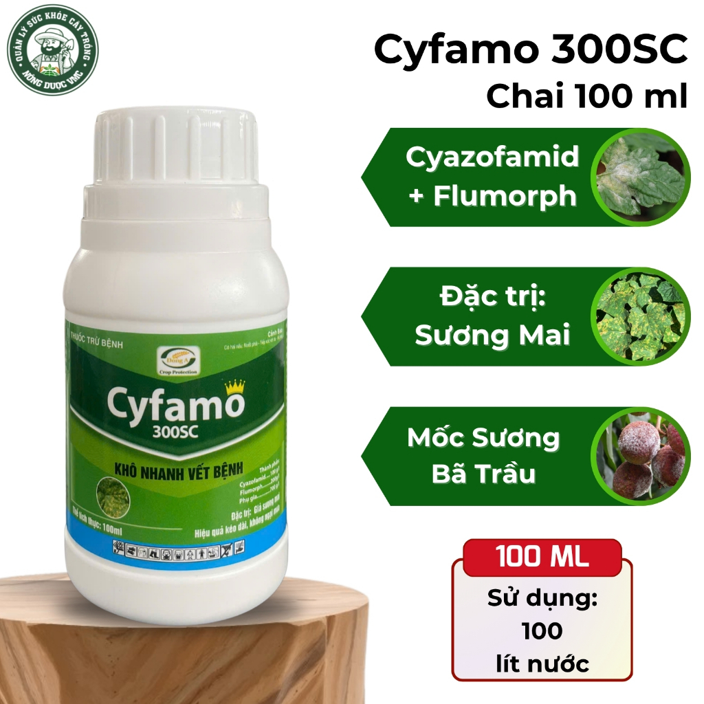 Cyfamo 300SC. Thán thư ớt, sương mai, bã trầu,... Chai 100 ml
