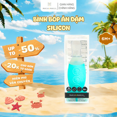 Bình Bóp Ăn Dặm Silicon Có Thìa Cho Bé Marcus & Marcus, Từ 6 Tháng - Xanh