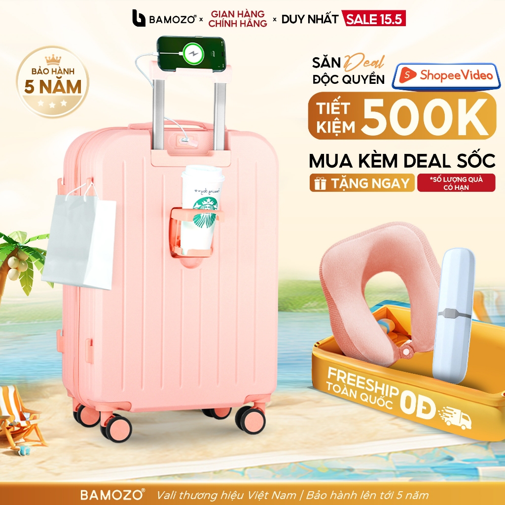 Vali Kéo Du Lịch 8812 Bamozo Size 20/24 Cao Cấp Chống Xước Bo Góc Tròn Chống Va Đập Bảo Hành 5 Năm_8