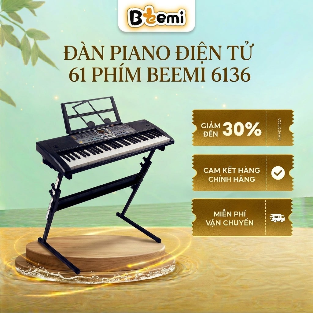 Đàn organ, đàn piano điện tử BEEMI MQ6136 61 phím cao cấp, phù hợp cho người mới và đang học đàn