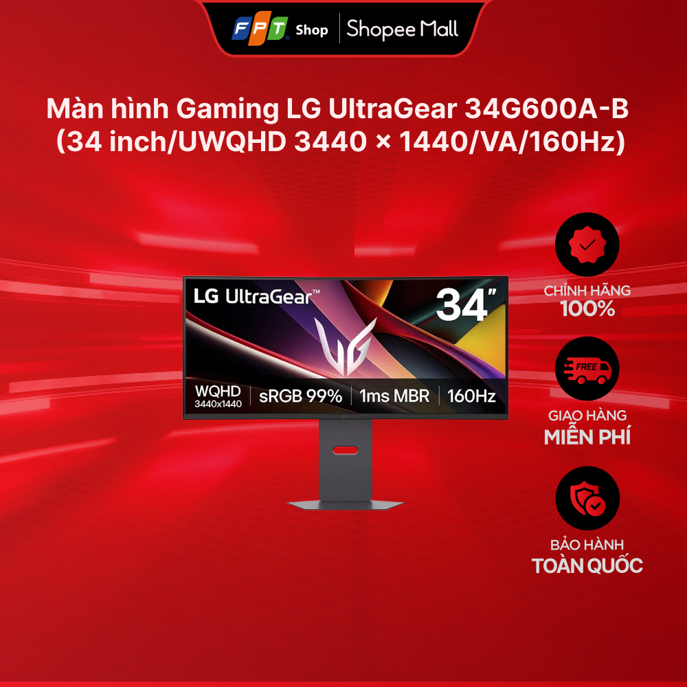 Màn hình Gaming LG UltraGear 34G600A-B (34 inch/UWQHD 3440 x 1440/VA/160Hz)