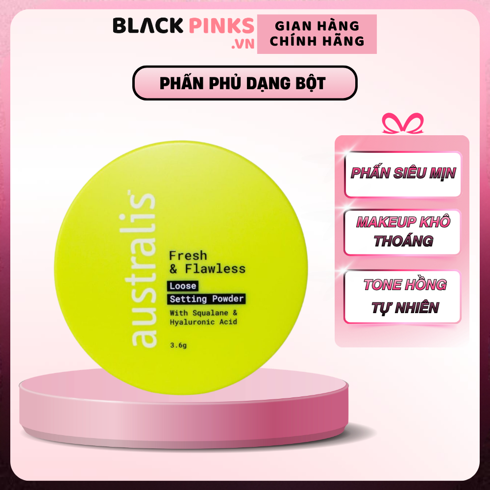 Phấn phủ Australis dạng bột mịn lì màu đào peach 3.6g