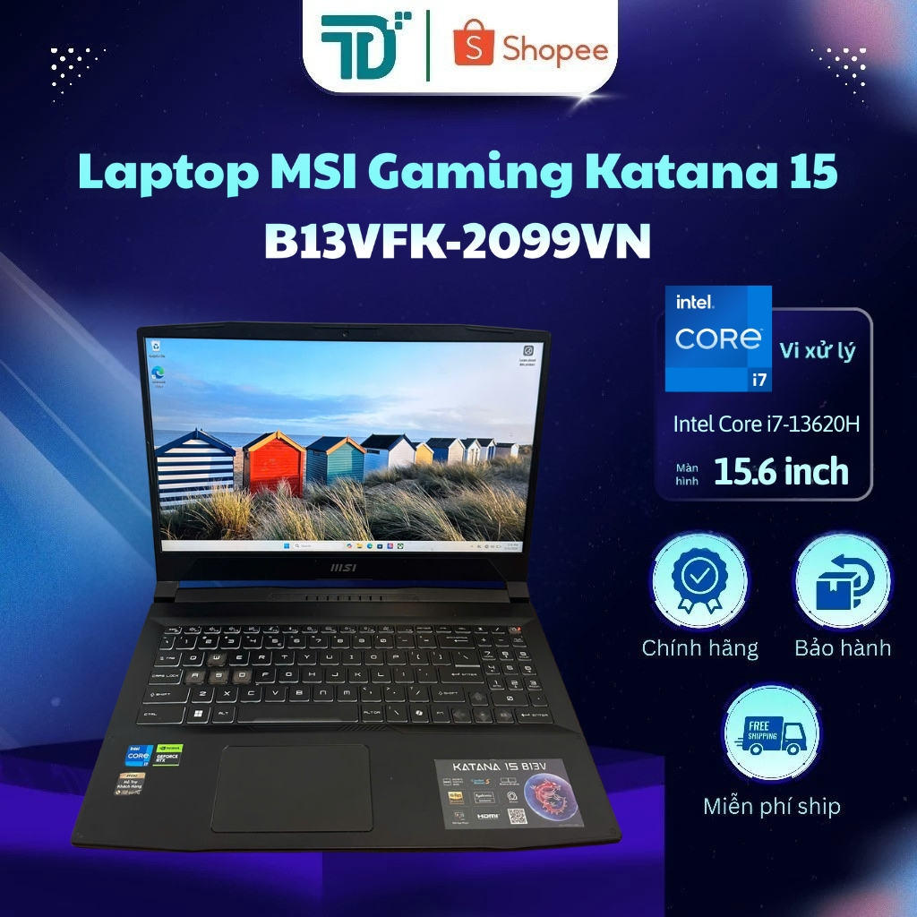 Laptop MSI Gaming Katana 15 B13VFK-2099VN i7 13620H/AI/32GB/1TB/15.6"FHD/RTX4060 8GB/W11 - Laptop 99