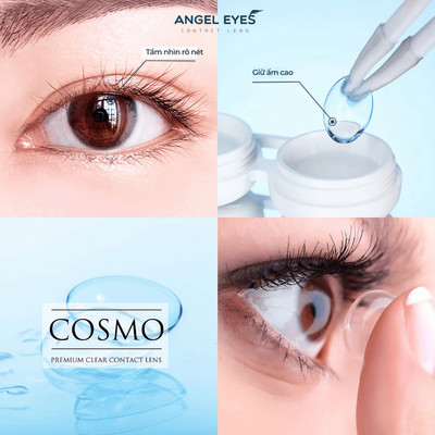 Lens trong suốt cận Angel Eyes Cosmo có độ từ 0 đến 15 độ, dòng kính áp tròng cận trong suốt có độ phù hợp mọi nhu cầu