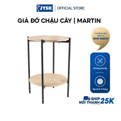 Giá đỡ chậu cây | JYSK MARTIN | thép/gỗ | đen/màu tự nhiên | Ø32xC45cm