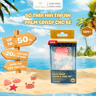 Bộ Thìa Nĩa Tập Ăn Cho Bé Palm Grasp Marcus & Marcus, từ 18 tháng - Pokey