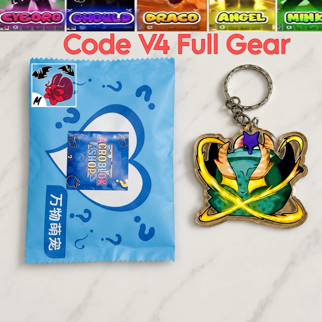 [Có Code] Túi Mù Móc Khoá Hình Trái DraGon Roblox Fruits Và Code V4 Siêu Phẩm Cho Các bé