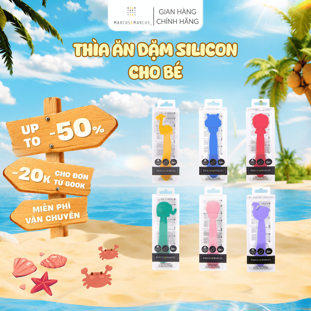 Thìa Ăn Dặm Silicon Marcus & Marcus Cho Bé Từ 6 Tháng