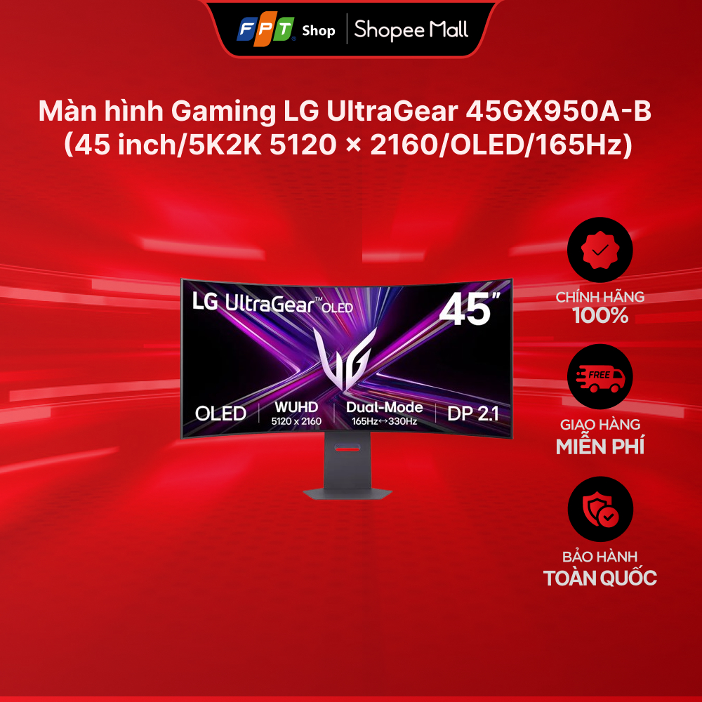 Màn hình Gaming LG UltraGear 45GX950A-B (45 inch/5K2K 5120 x 2160/OLED/165Hz)