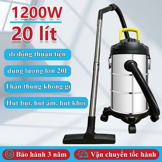 Máy hút bụi công nghiệp 1200W, dung tích 20 lít, có chức năng hút khô, hút ướt và thổi
