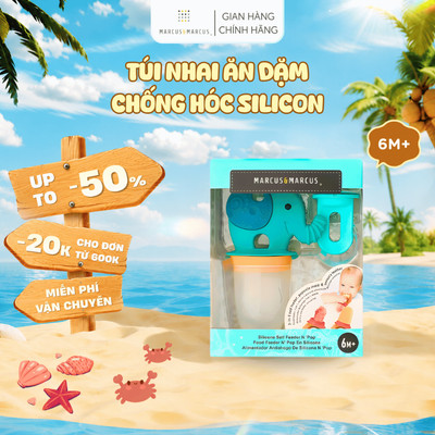 Túi Nhai Ăn Dặm Chống Hóc Silicon Kèm Gặm Nướu Và Nắp Làm Kem Cho Bé Marcus & Marcus, Từ 6 Tháng - OLLIE