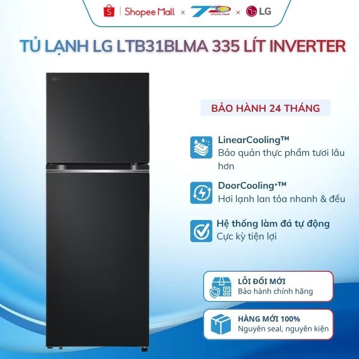 Tủ lạnh LG LTB31BLMA 335 Lít Inverter, làm đá tự động|Bảo hành chính hãng 24 tháng toàn quốc