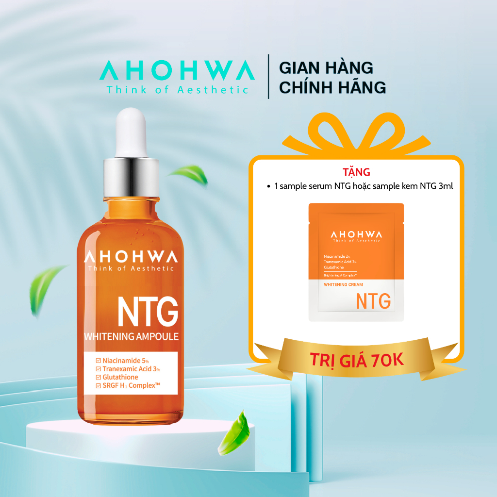 Serum Tinh Chất Dưỡng Trắng AHOHWA NTG Whitening Ampoule 50ml - Mờ Thâm Sạm, Giảm Nám, Tàn Nhang