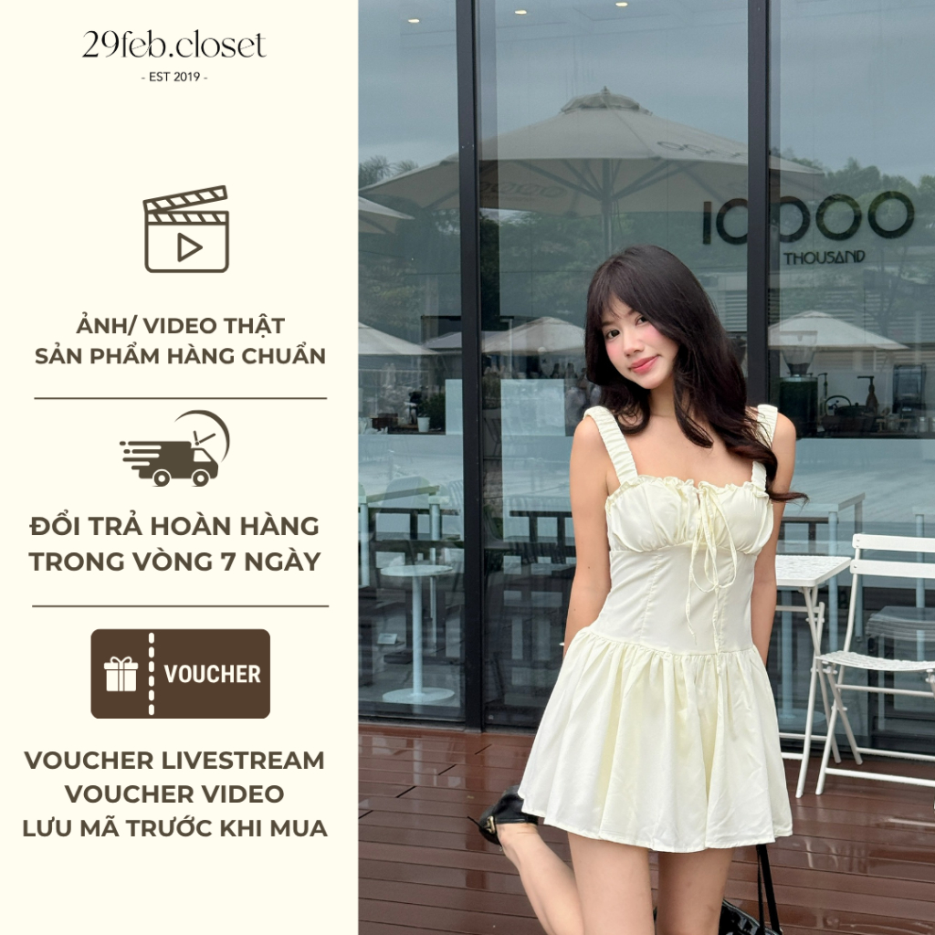 Váy xòe hai dây nhún ngực dễ thương, Váy hai dây dễ thương dành cho mùa hè - 29feb.closet - V252 | BigBuy360 - bigbuy360.vn