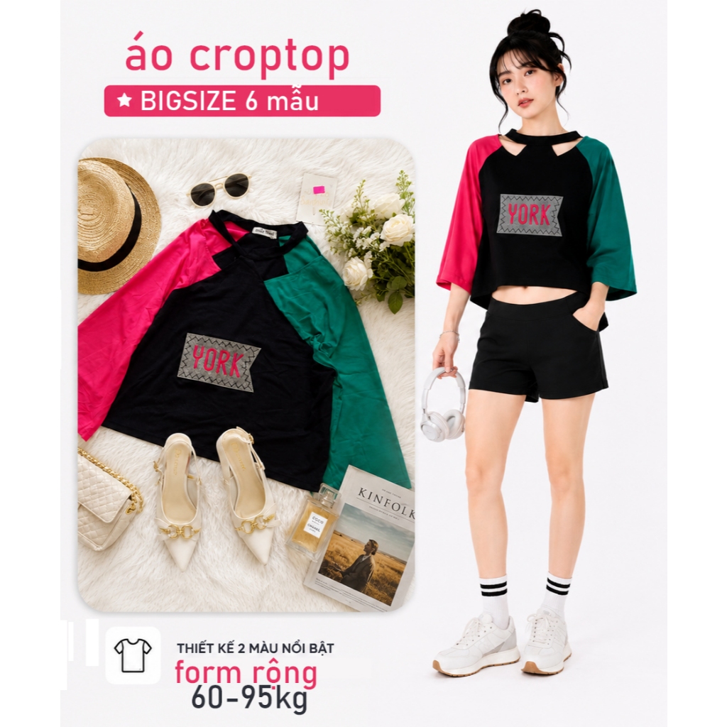 🔴áo chocker CROPTOP bigsize 70-100kg🔴