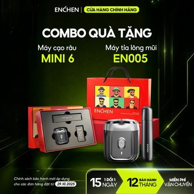 Set quà tặng máy cạo râu Enchen Mini6 & máy tỉa lông mũi EN005, hộp quà kèm túi xách