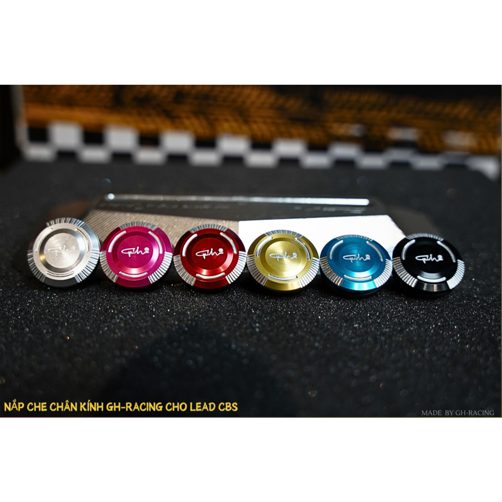 Nút che chân kính GH Racing nhôm CNC cho Lead ABS, CBS (KG071156) (KG071155) màu shop giao nhẫu nhiê