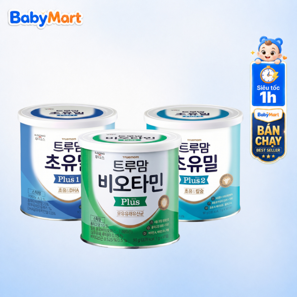 Sữa Non ILDONG Số 1, Số 2 và Men Tiêu Hoá ILDONG Hàn Quốc - Hộp 90 gói