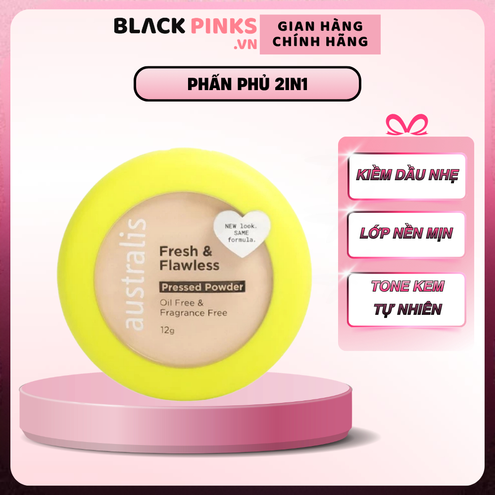 Phấn phủ Australis 2 in 1 Light Beige kiềm dầu mịn lì 12g