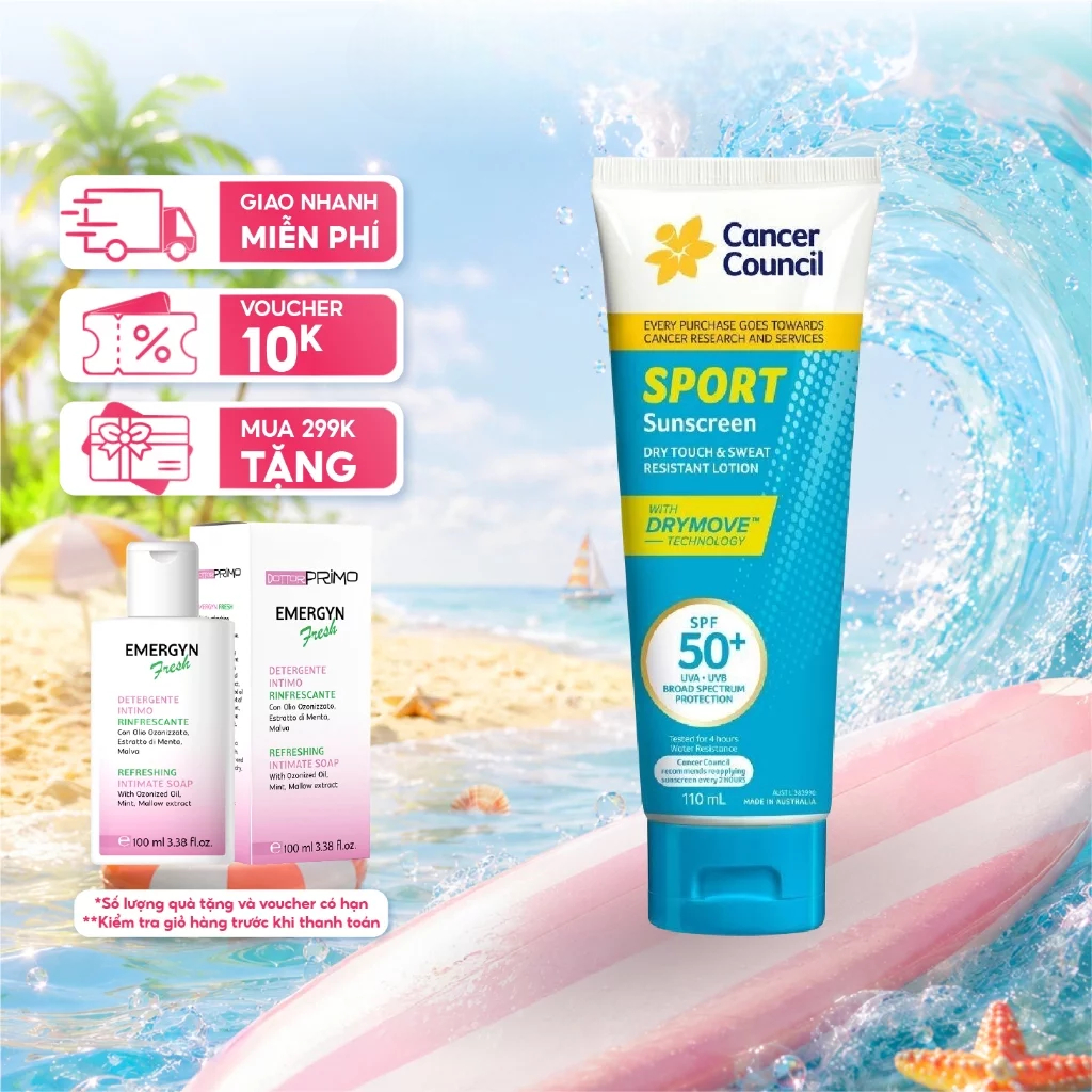 [Top Value] Kem chống nắng dành cho hoạt động thể thao Cancer Council Sport Sunscreen SPF50+ (35ml/1
