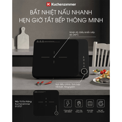 Bếp Từ Đa Năng 1850 – 2000W Kuchenzimmer – Điều Chỉnh Nhiệt Nút Vặn, An Toàn Tự Ngắt | 013727